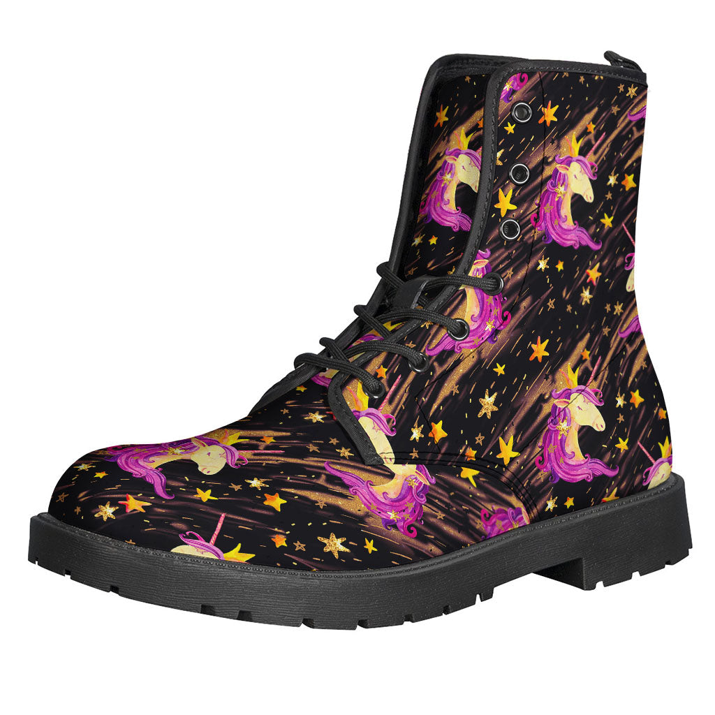 Stylish Hippie Leather Boots - Star Fairy Unicorn Pattern - 1