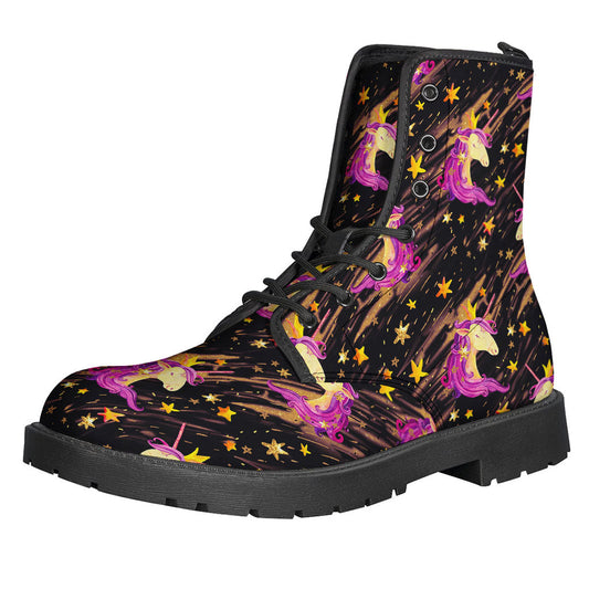 Stylish Hippie Leather Boots - Star Fairy Unicorn Pattern - 1