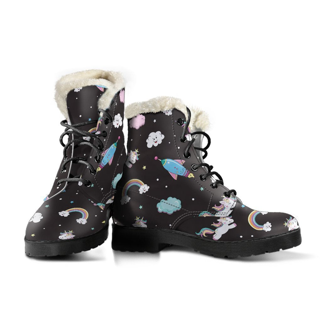 Star Space Unicorn Faux Fur Leather Boots - Embrace Your Inner Hippie Style! - 3