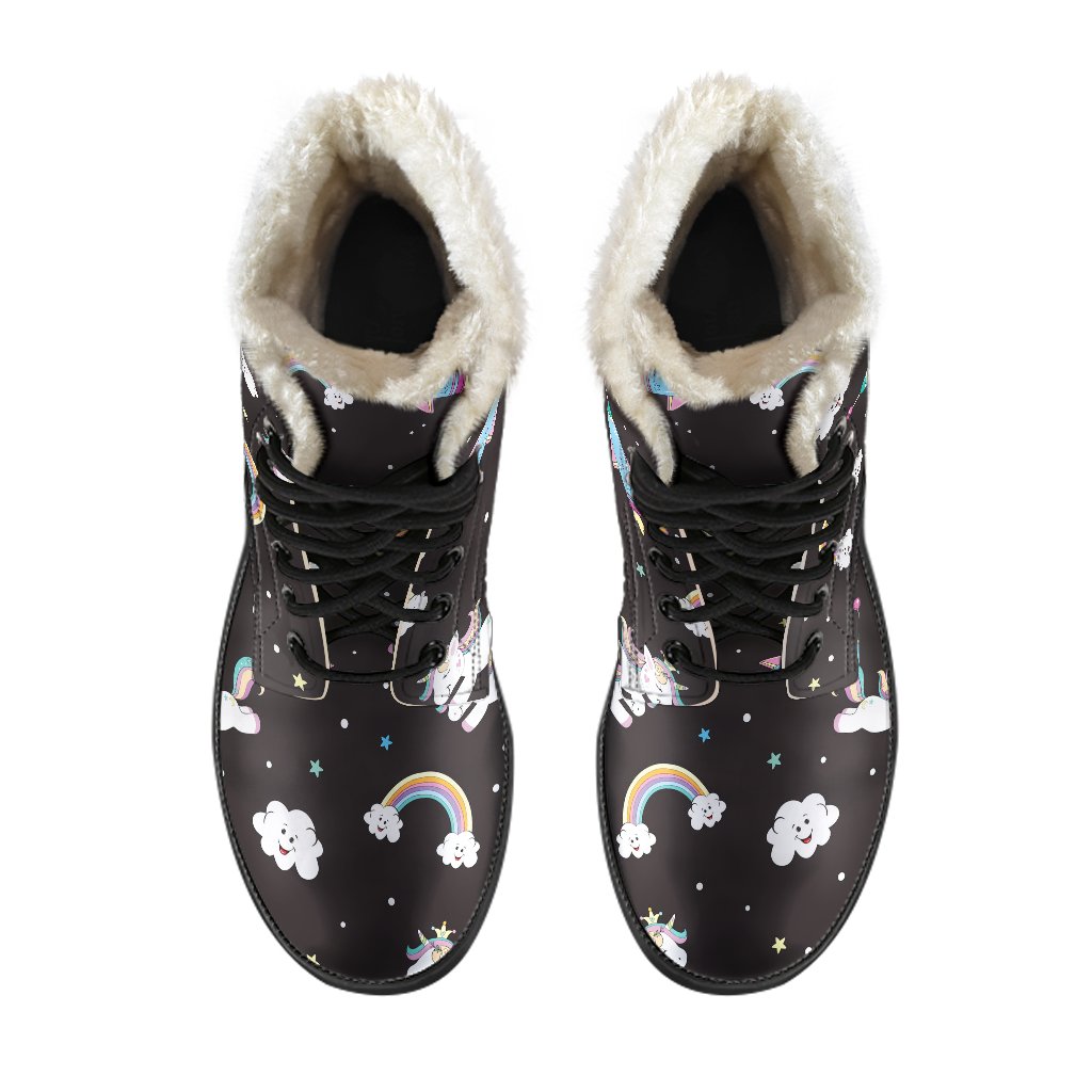 Star Space Unicorn Faux Fur Leather Boots - Embrace Your Inner Hippie Style! - 4