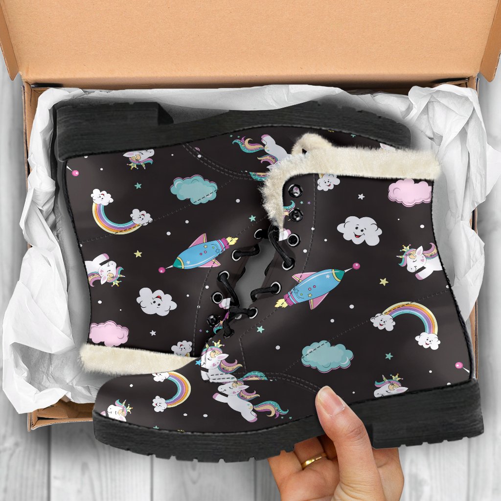 Star Space Unicorn Faux Fur Leather Boots - Embrace Your Inner Hippie Style! - 5