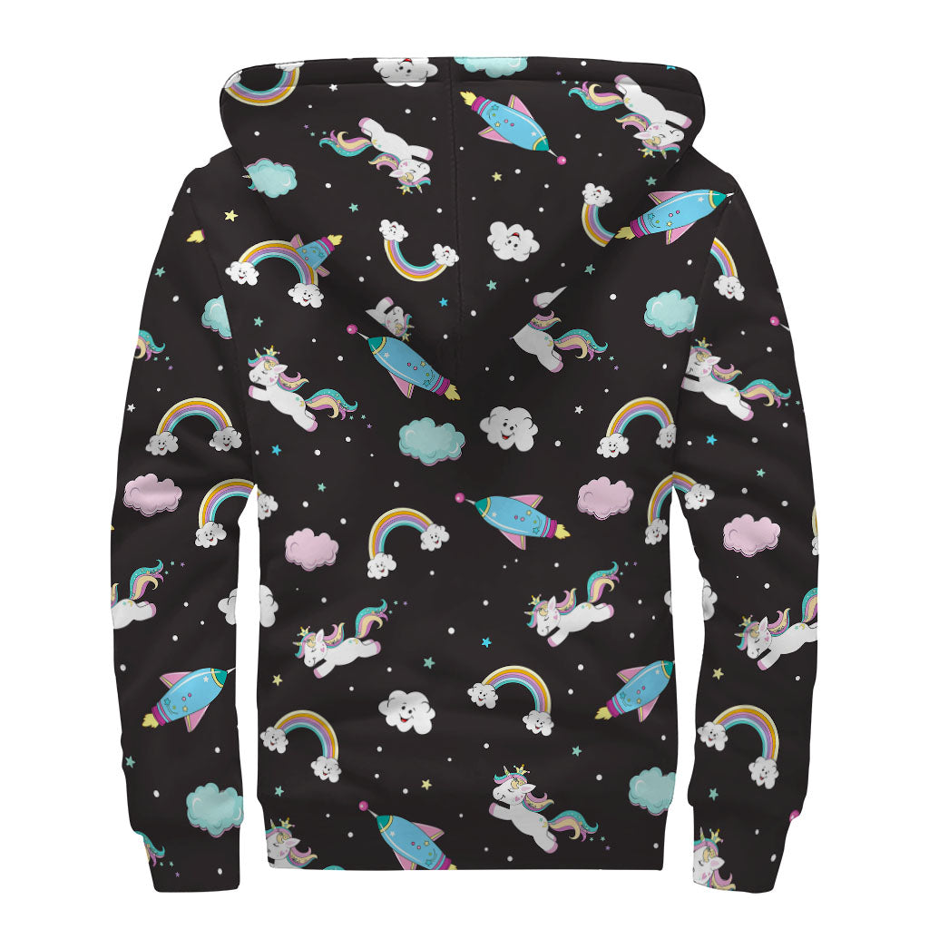 Star-Space Unicorn Sherpa Lined Zip Up Hoodie: Groovy Hippie Style - 2