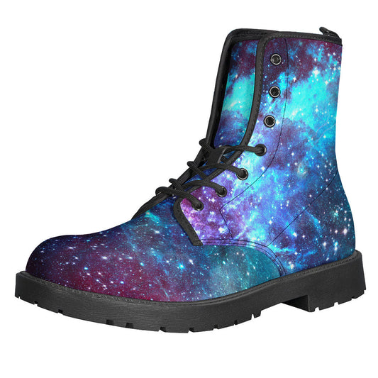 Starfield Nebula Galaxy Space Print Leather Boots for Groovy Hippies - 1