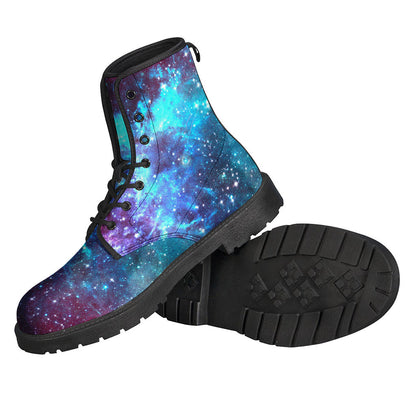 Starfield Nebula Galaxy Space Print Leather Boots for Groovy Hippies - 2