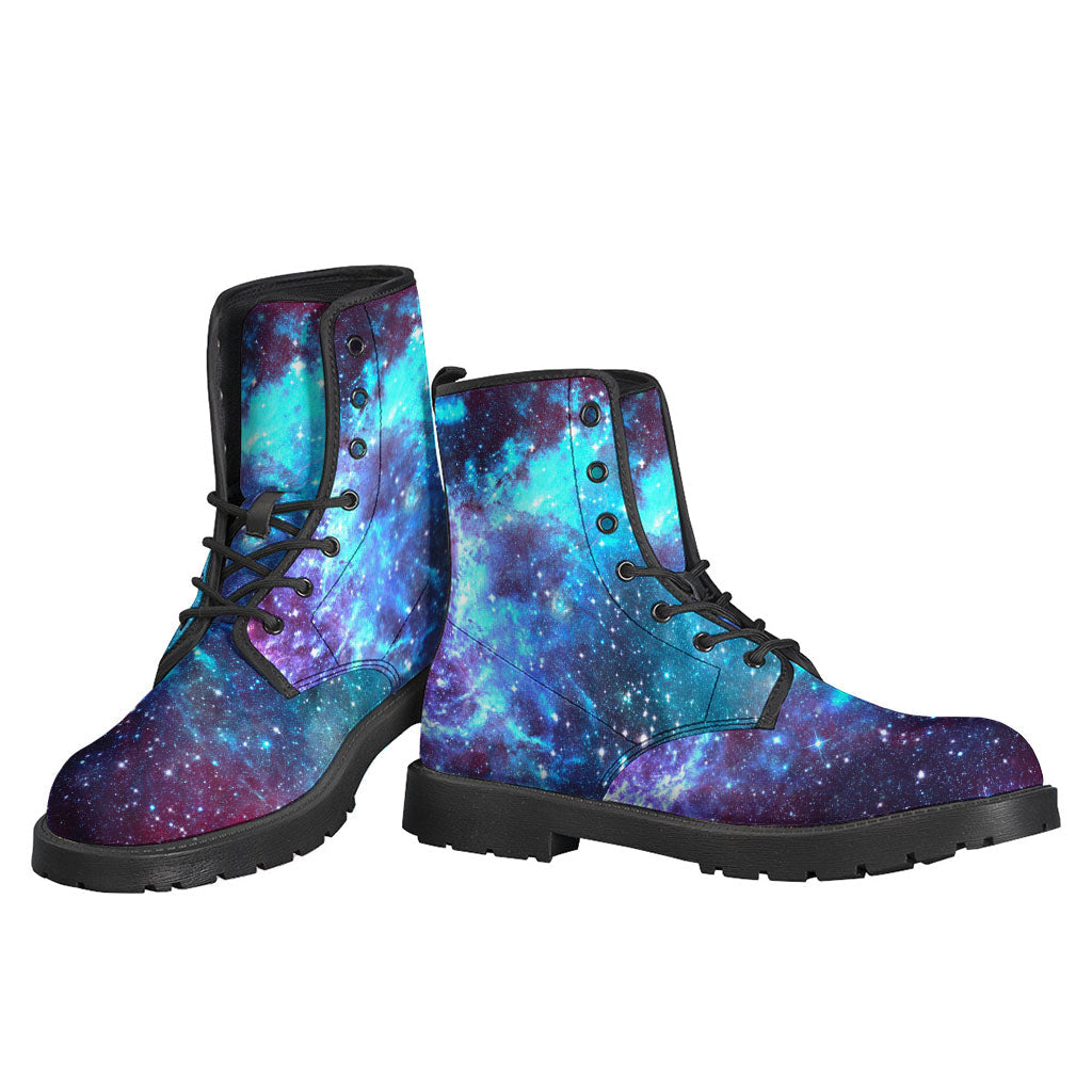 Starfield Nebula Galaxy Space Print Leather Boots for Groovy Hippies - 3