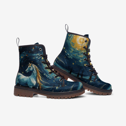 Emerald Blossoms - Starry Night Boots, Cute Horse, Van Gogh Art For Hippies