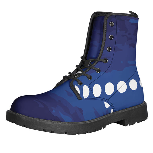 Starry Sky Lunar Phase Leather Boots: Embrace Your Inner Hippie Style - 1