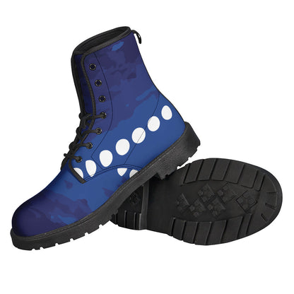 Starry Sky Lunar Phase Leather Boots: Embrace Your Inner Hippie Style - 2