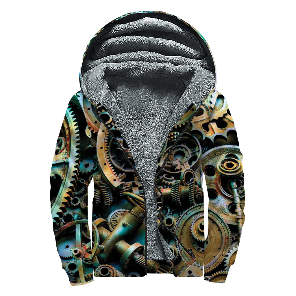 Steampunk Sherpa-Lined Zip-Up Hoodie for the Free-Spirited Hippie - 1