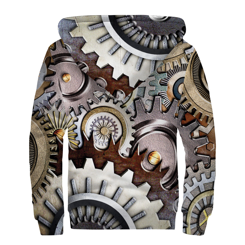 Steampunk Gears and Cogs Sherpa Lined Hoodie for Cosmic Hippies - 2