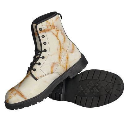 Sugar Brown Marble Print Leather Boots for Free-Spirited Hippies - 2