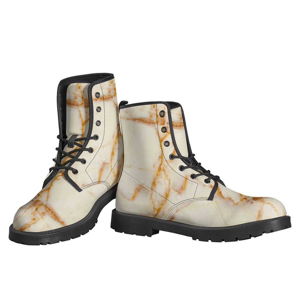 Sugar Brown Marble Print Leather Boots for Free-Spirited Hippies - 3