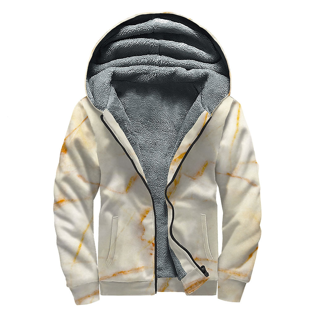 Sugar Brown Marble Print Sherpa Lined Zip Up Hoodie: Embrace Your Inner Hippie Style - 1