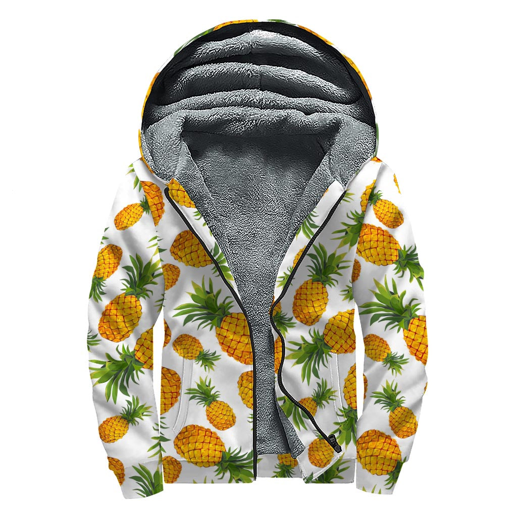 Summer Pineapple Paradise: Sherpa Lined Zip Up Hoodie for Groovy Hippies - 1