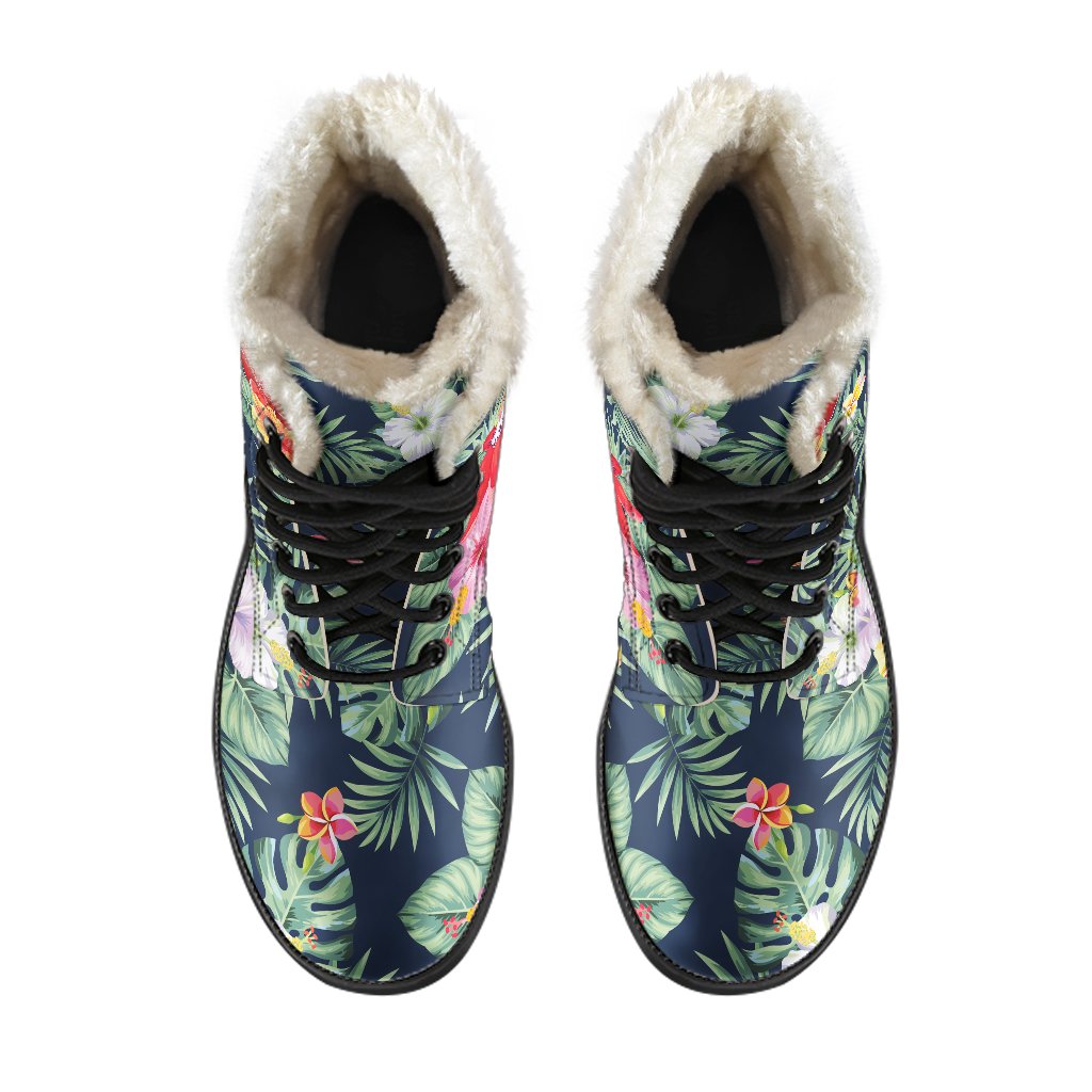 Groovy Hippie Vibes: Faux Fur Leather Boots with a Tropical Twist - 4