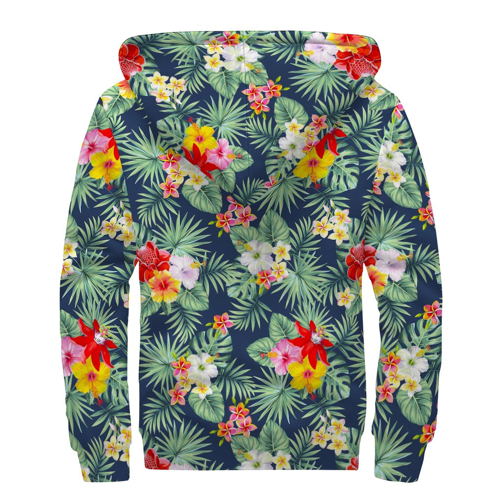 Tropical Sherpa Bliss: Embracing Hippie Style with a Lined Zip Up Hoodie - 2