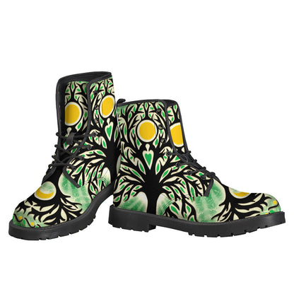 Groovy Sun and Moon Yggdrasil Leather Boots for Stylish Hippies - 3