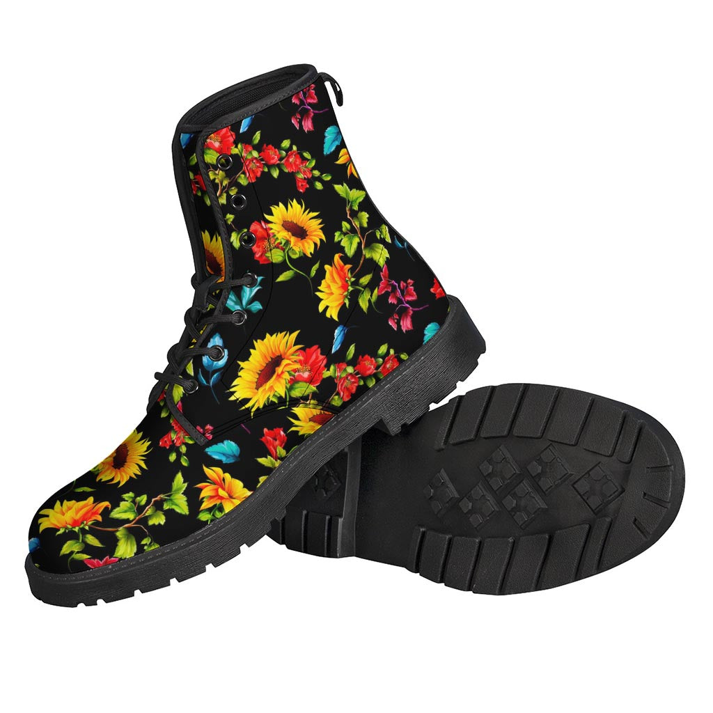 Groovy Sunflower Floral Leather Boots for the Modern Hippie - 2