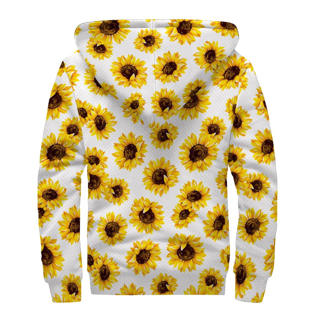 Sunflower Polka Dot Pattern Print Sherpa Lined Zip Up Hoodie - 2