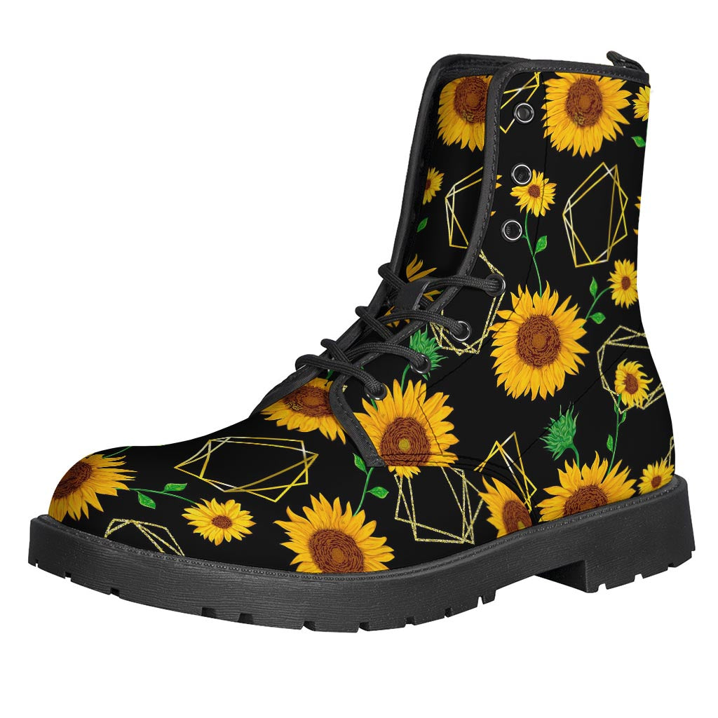 Sunflower Bliss: Stylish Leather Lightweight Boots for Hippies - 1