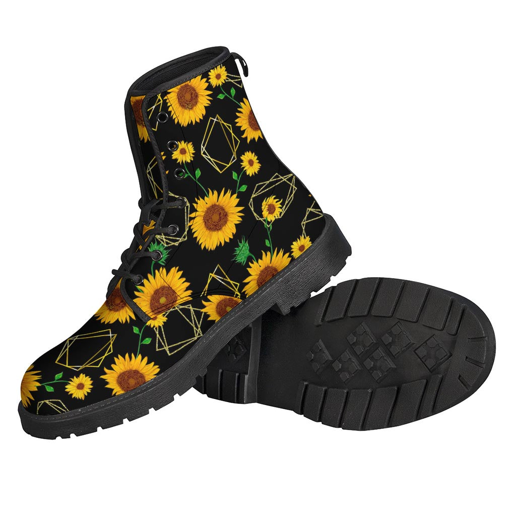 Sunflower Bliss: Stylish Leather Lightweight Boots for Hippies - 2