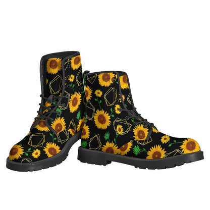 Sunflower Bliss: Stylish Leather Lightweight Boots for Hippies - 3