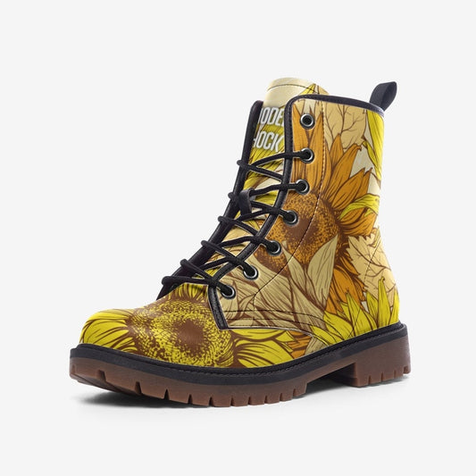 Emerald Blossoms - Sunflower Yellow Hippie Leather Unisex Boots