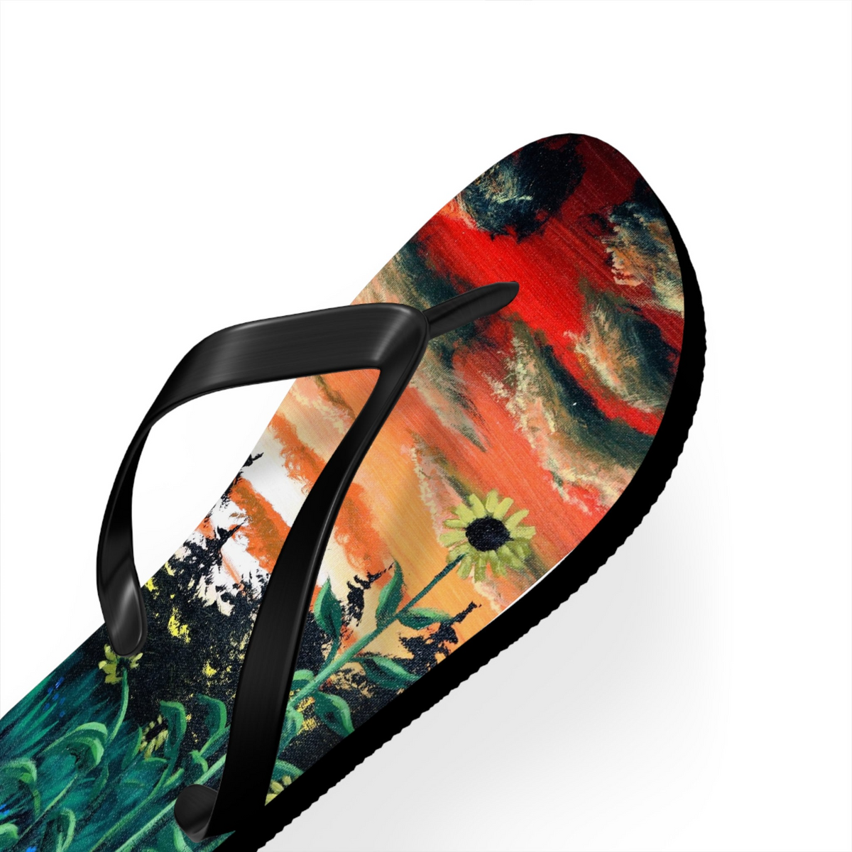 Emerald Blossoms - Sunflower Sunset Flip Flops Beach Wear, Summer For Hippies