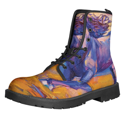 Sunset Horse Painting Leather Boots: The Perfect Hippie Footwear - 1