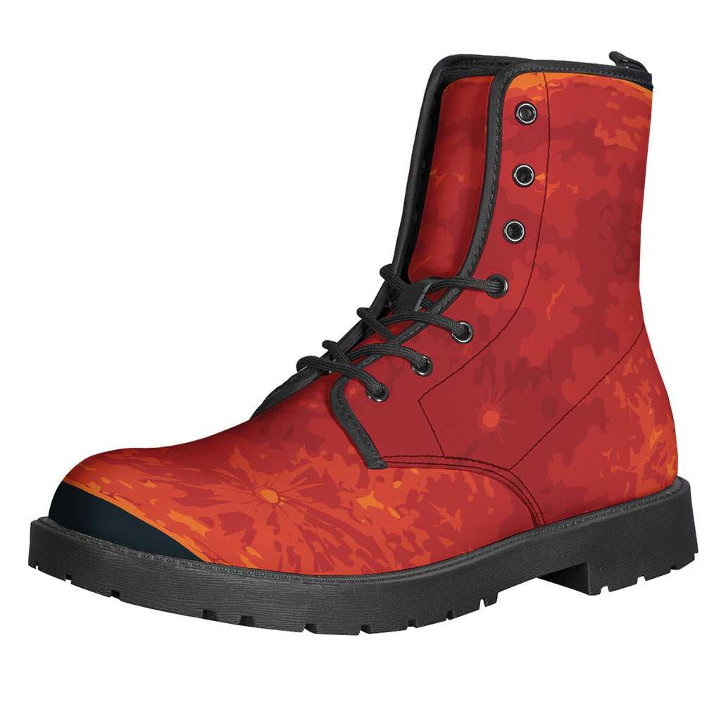 Super Blood Moon Lunar Eclipse Print Leather Boots - Embrace Your Inner Hippie Style! - 1