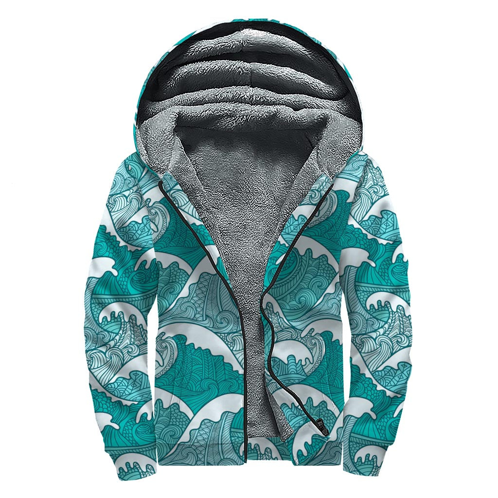 Waves of Peace: Sherpa Lined Zip Up Hoodie for Hippies - 1