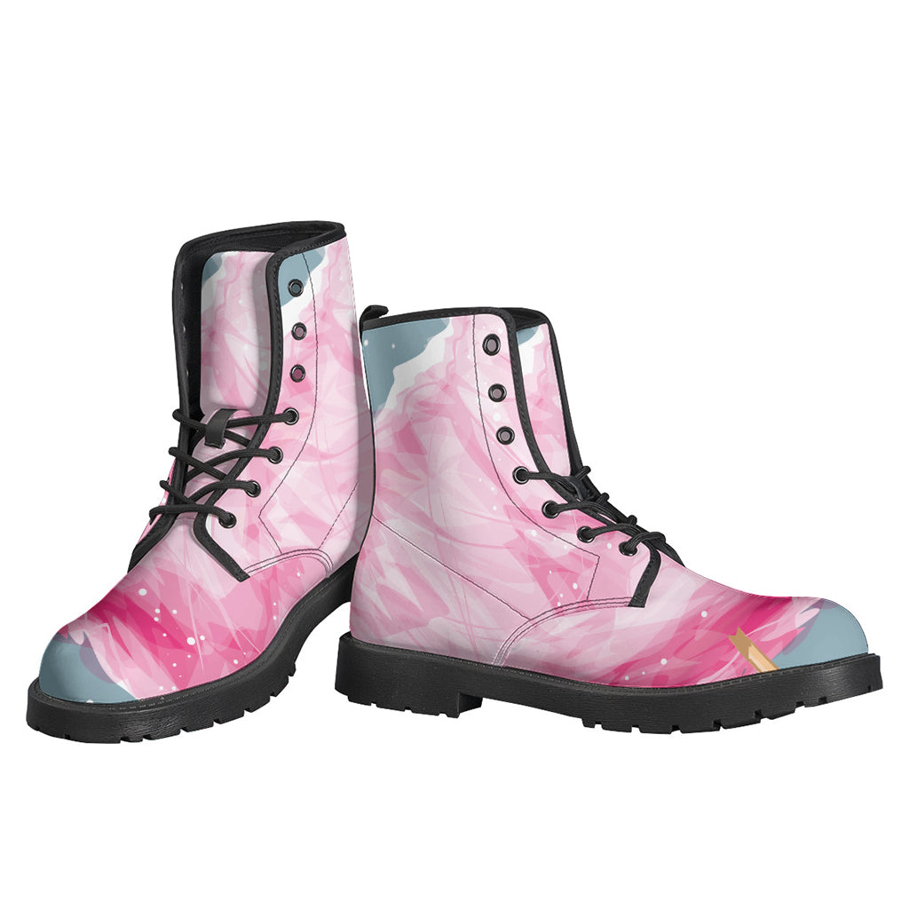 Groovy Vibes: Sweet Cotton Candy Print Leather Boots for the Free-Spirited Hippies - 3