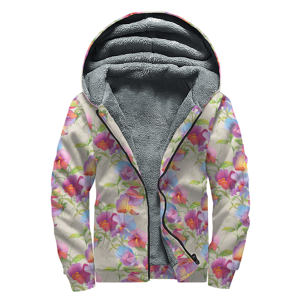 Sweet Pea Flower Power: Sherpa Lined Zip Up Hoodie for Groovy Hippies - 1