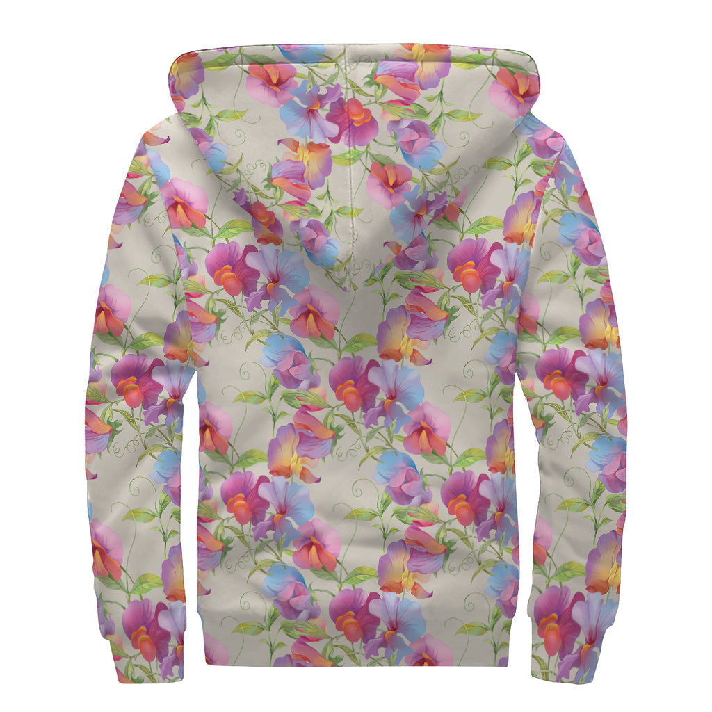 Sweet Pea Flower Power: Sherpa Lined Zip Up Hoodie for Groovy Hippies - 2