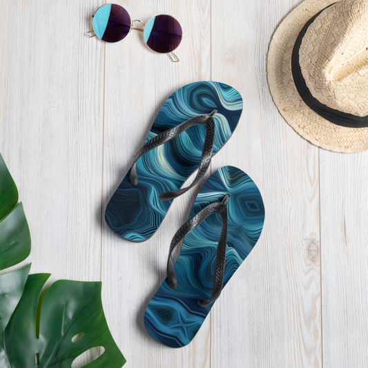 Emerald  Blossoms - Waves Flip Flops Beach Flip Flops