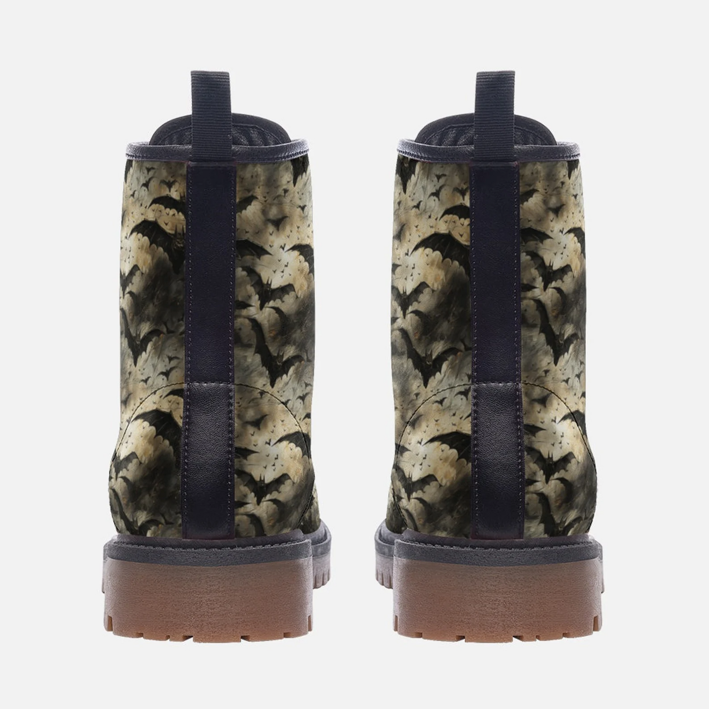 Emerald Blossoms - Dark Bats Vegan Leather Combat Boots For Hippies