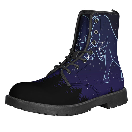 Channel Your Inner Hippie with Taurus Constellation Print Leather Boots - 1