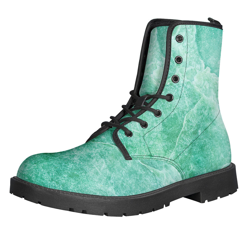 Groovy Teal Marble Print Leather Boots for Hipsters - 1