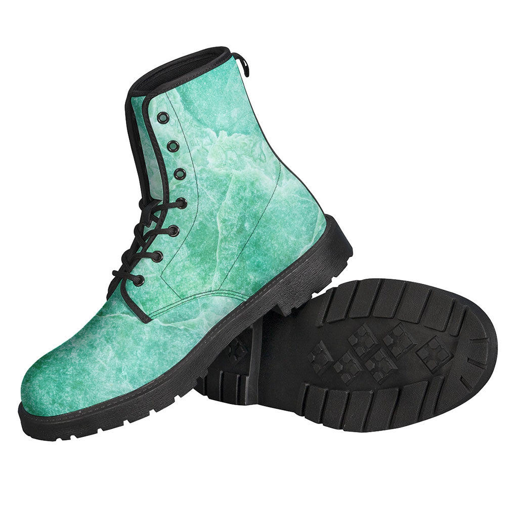 Groovy Teal Marble Print Leather Boots for Hipsters - 2