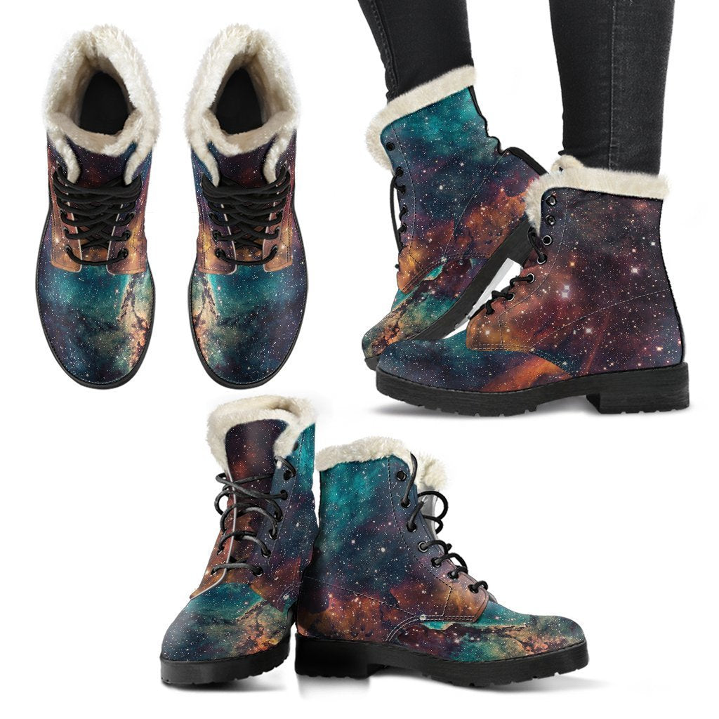 Galactic Groovin' Faux Fur Leather Boots for Free Spirited Hippies - 2