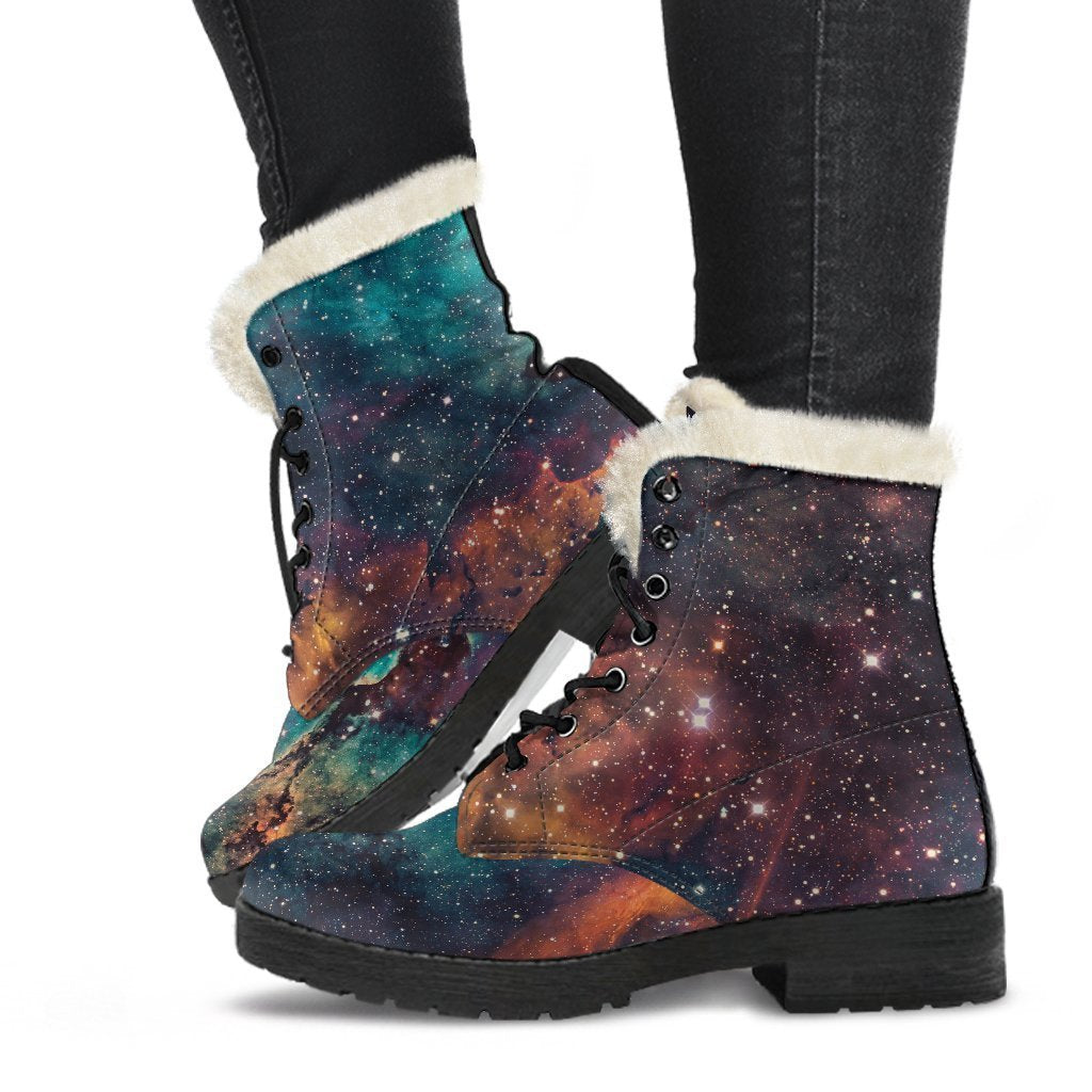 Galactic Groovin' Faux Fur Leather Boots for Free Spirited Hippies - 1