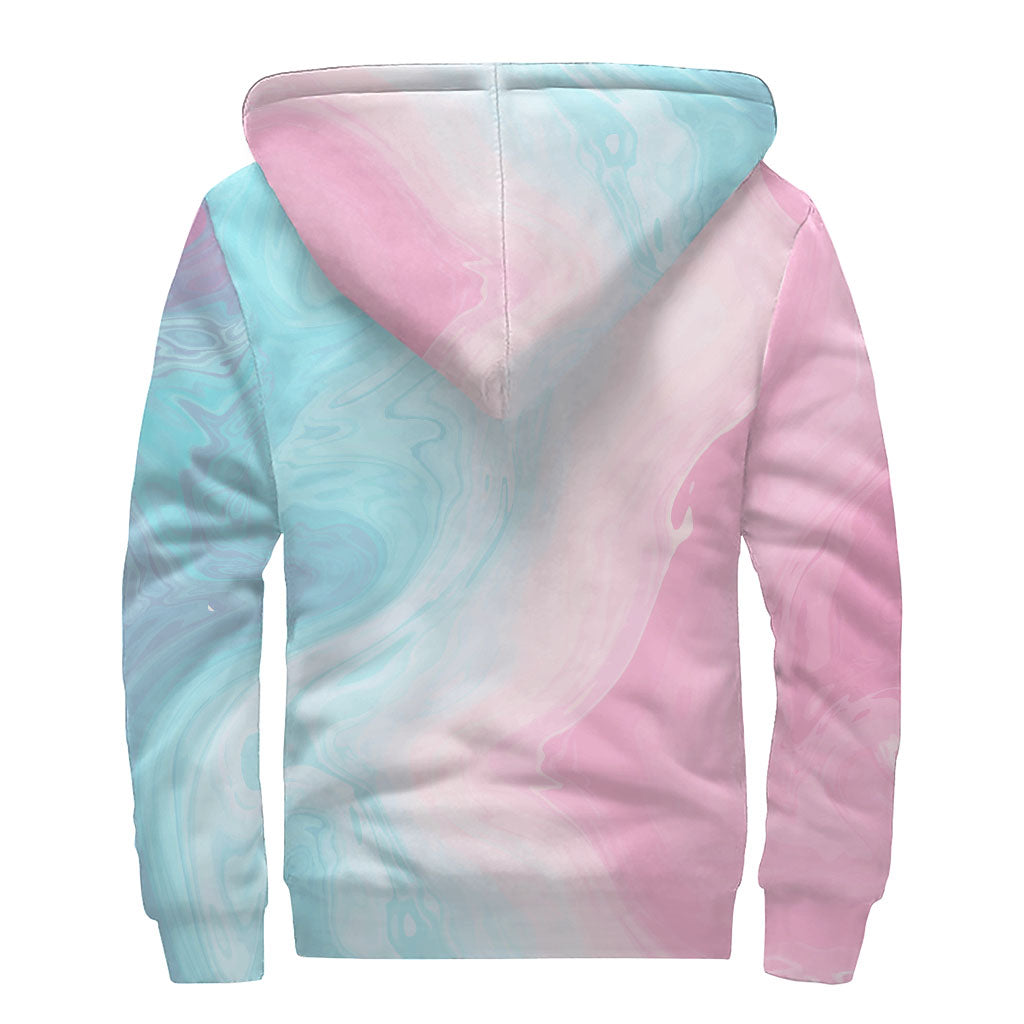 Teal & Pink Liquid Marble Sherpa Zip Up: Hippie-Chic Comfort - 2