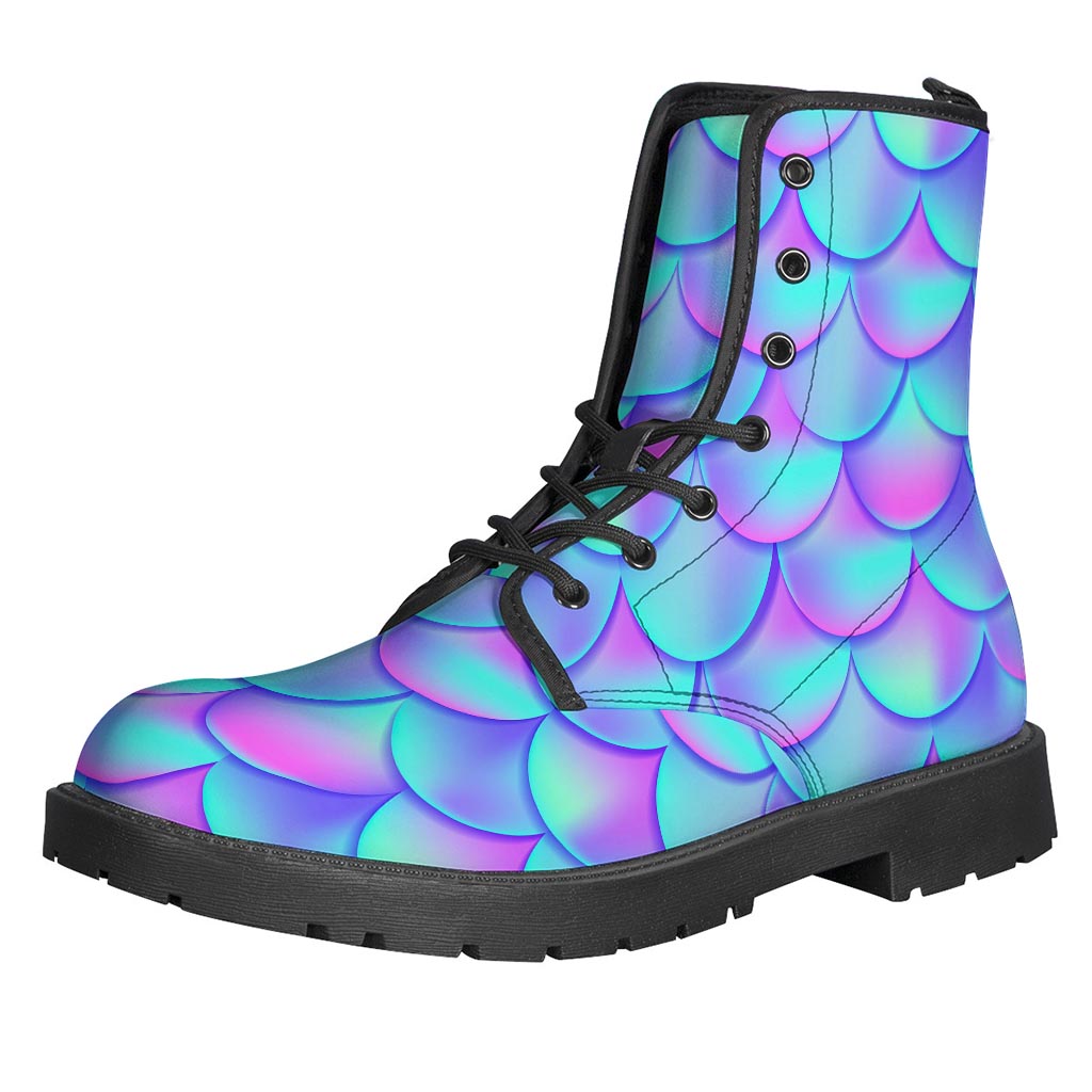 Groovy Mermaid Scales Leather Boots for Free-Spirited Hippies - 1