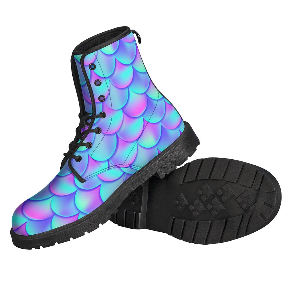 Groovy Mermaid Scales Leather Boots for Free-Spirited Hippies - 2