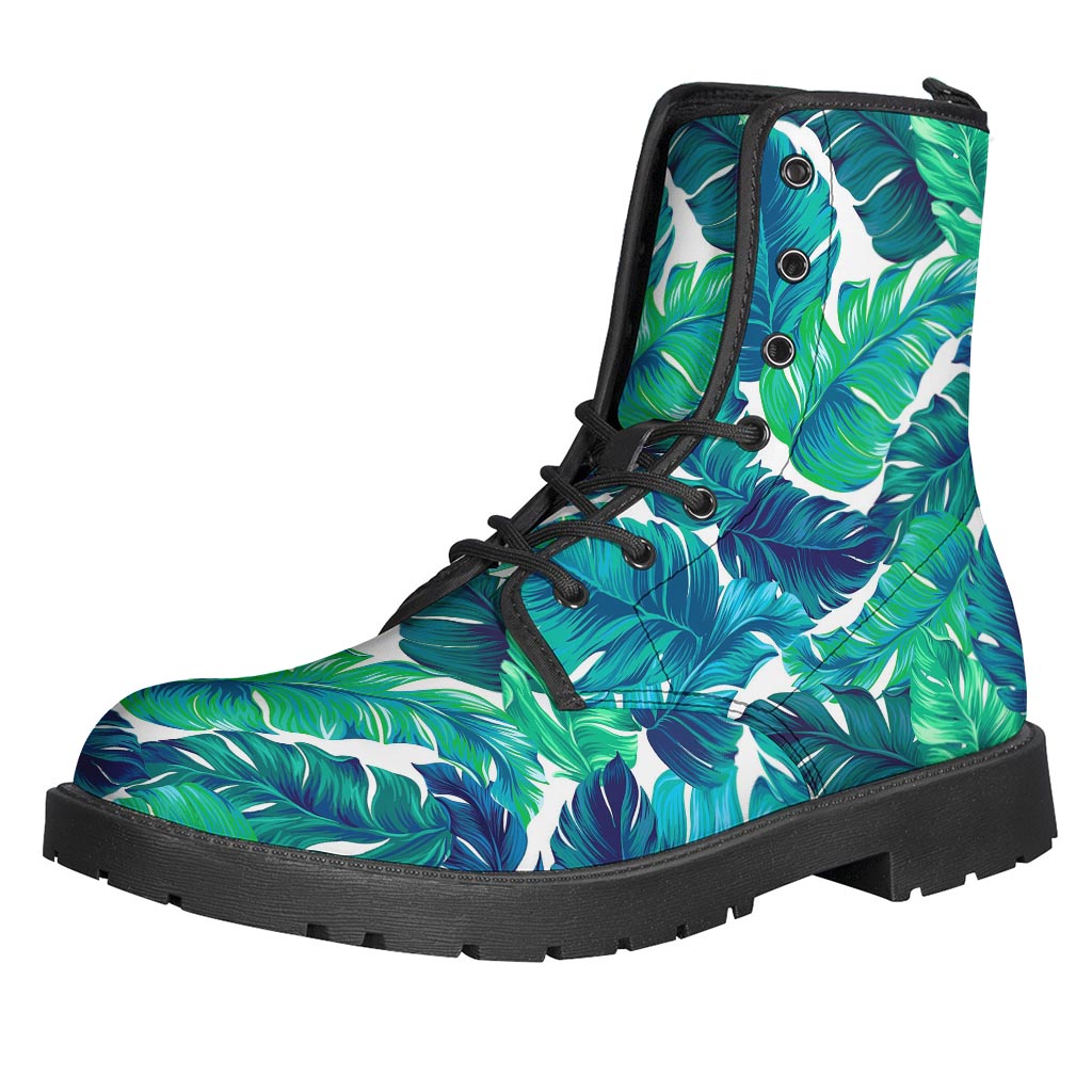 Tropical Leaf Pattern Leather Boots for the Groovy Hippie Soul - 1