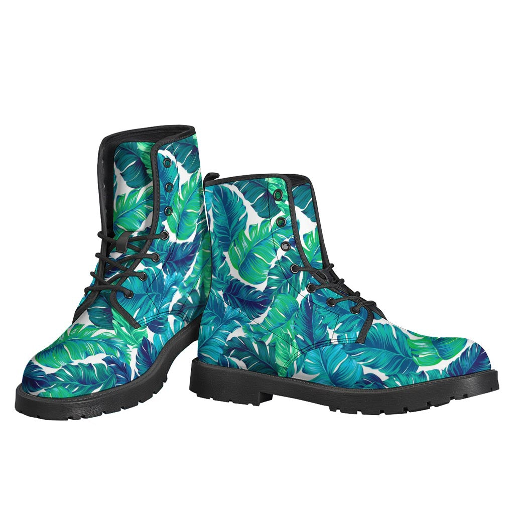 Tropical Leaf Pattern Leather Boots for the Groovy Hippie Soul - 3