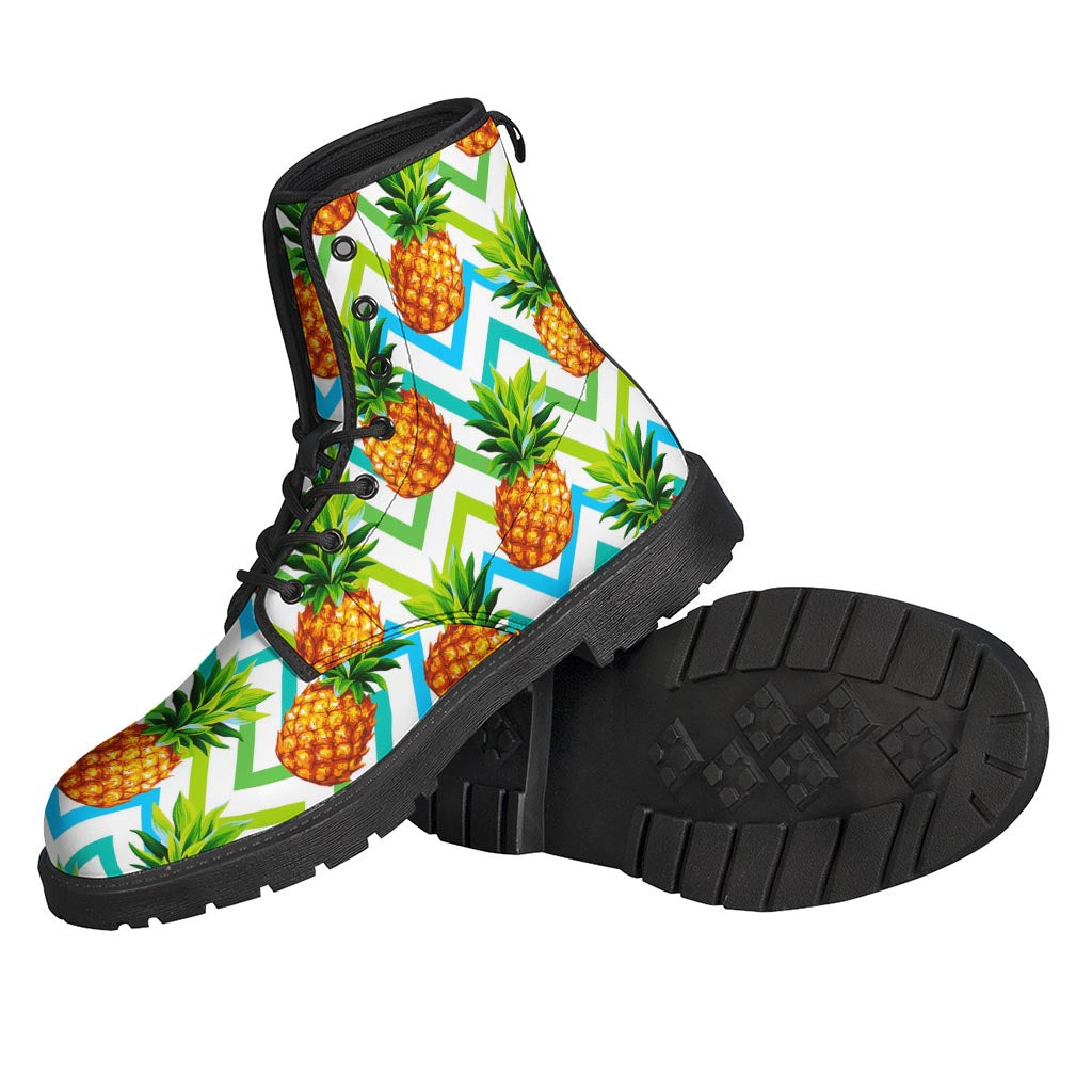 Teal Zig Zag Pineapple Pattern Leather Boots: The Perfect Hippie Foothold - 2