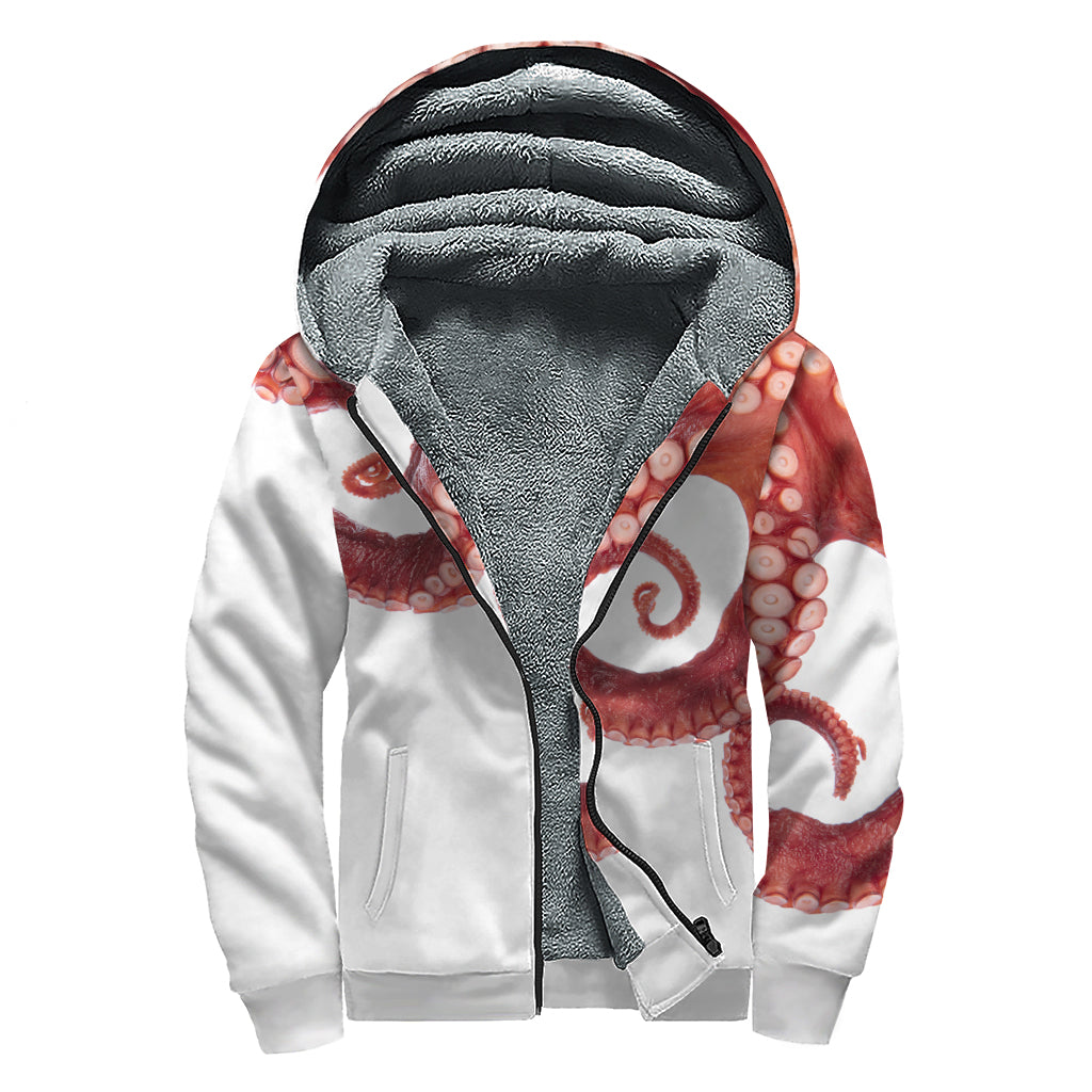 Peaceful Octopus Sherpa Lined Zip Up Hoodie for Groovy Hippies - 1