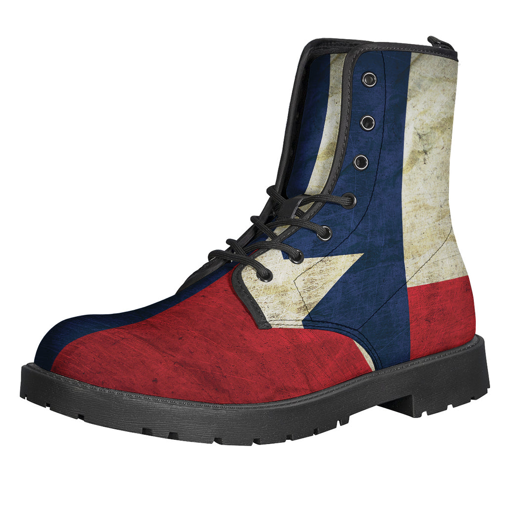 Texas Flag Print Leather Boots for Groovy Hippies - 1