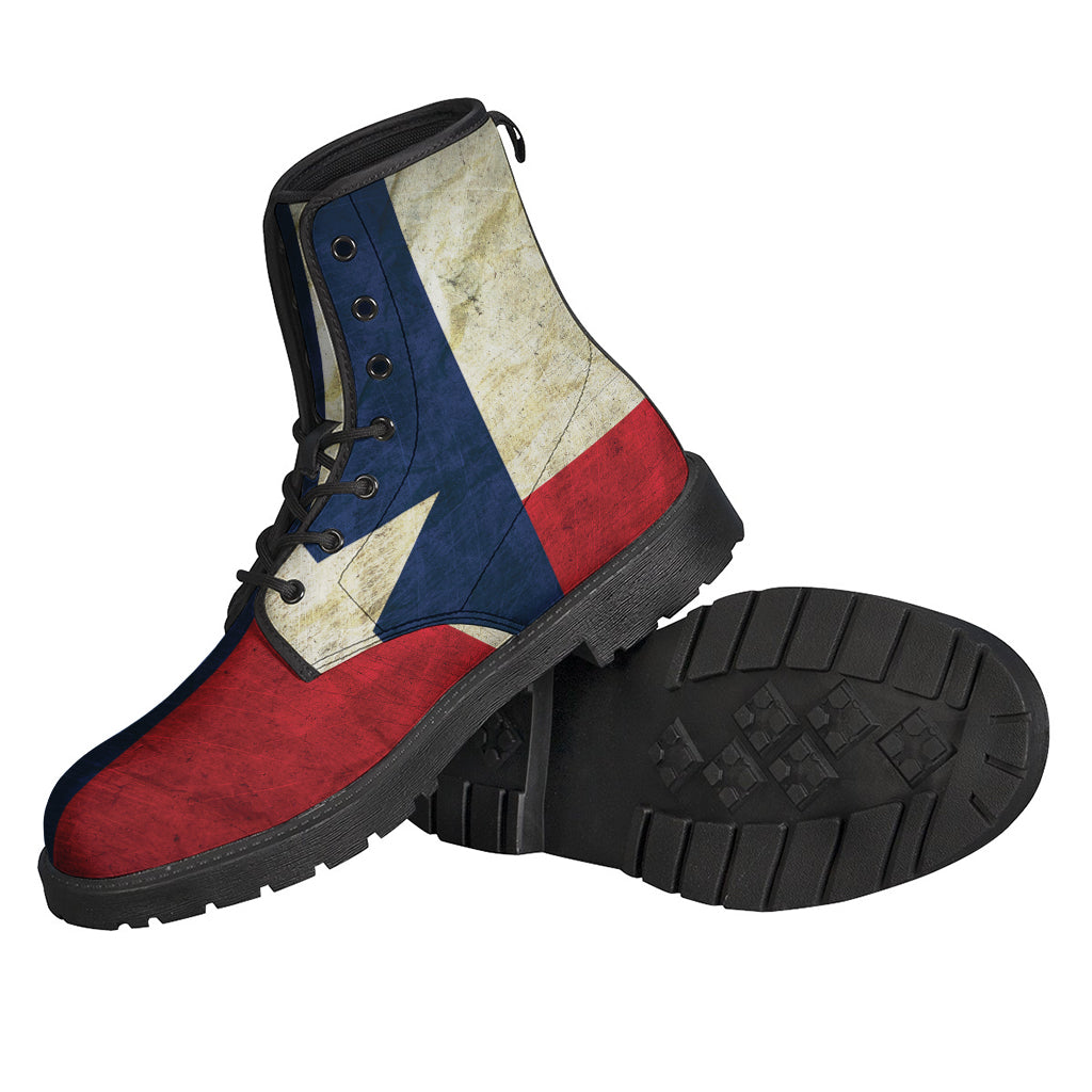 Texas Flag Print Leather Boots for Groovy Hippies - 2